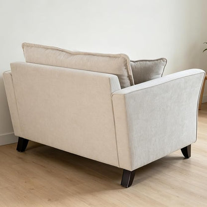 ERYE 46.9" Chenille Upholstered Accent Chair Wide Seat for Living Room Bedroom, Modern Leisure Cushion Armchair W/ 2 Pillows and Removable Cover for Home Apartment Office