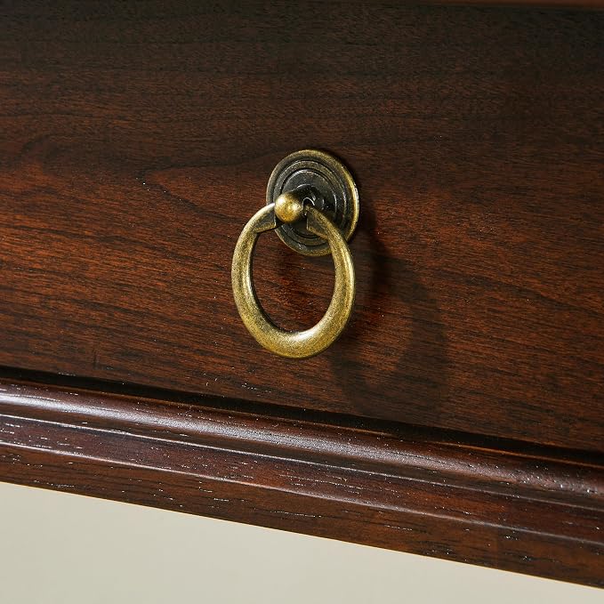 Large Computer Desk With 2 Storage Drawers, 46" Home Office Desks- , Elegant Wood Writing Desks with Carved Legs, Classic Vanity Dressing Table for Living Room, Easy Assembly, Caramel Brown BSZ-D1258