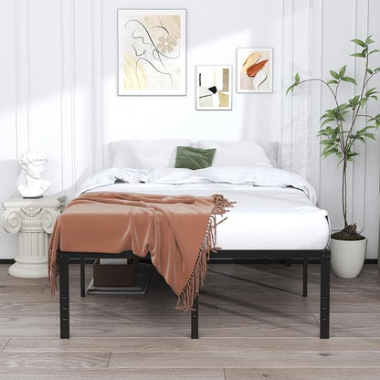 EMODA 20 Inch King Bed Frame No Box Spring Needed, Heavy Duty Tall Metal Platform with Large Storage Space, Noise Free, Easy Assembly, Black