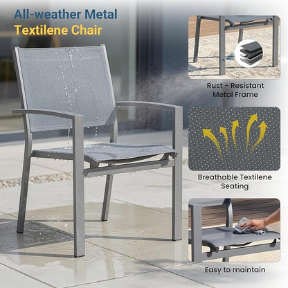 Heavy-Duty Metal Patio Chairs Set of 4, Outdoor Patio Chairs with Breathable Quick-Drying Textilene, Outdoor Chair with 110° Ergonomic High Backrest for Porch, Patio, Garden, Deck, Backyard