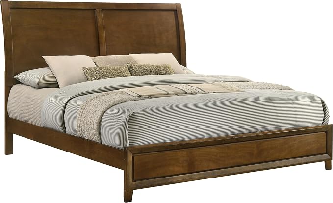 New Classic Furniture Ballard 5-Piece Wood King Bedroom Set with 2-Nightstands, Walnut Brown