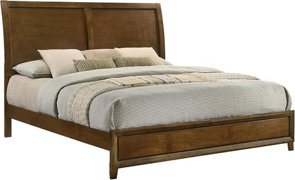 New Classic Furniture Ballard 5-Piece Wood Cal King Bedroom Set with 2-Nightstands, Walnut Brown