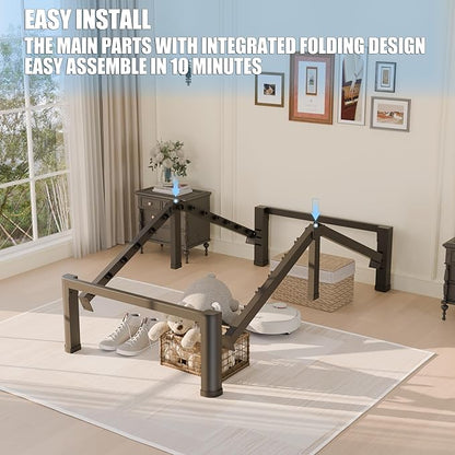 Yitong Angel 14 inch Twin Bed Frame with Rounded Corner Legs and Headboard Hole Mattress Slide Stopper 3500 LBS Heavy Duty Support Metal Platform,No Box Spring Needed, Noise Free, Easy Assembly