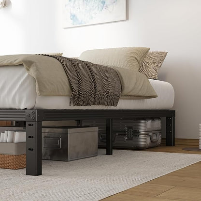 King Bed Frame Heavy Duty,12" High Black Metal Platform Bed Frame,Sturdy Steel Frame,No Box Spring Needed,Noise-Free,Easy Assembly