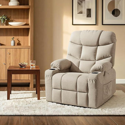 MCombo Power Lift Recliner Chair for Elderly, Electric Lift Chair with Extended Footrest, USB Ports, Cup Holders, Fabric 7287 (Oatmeal, Medium)