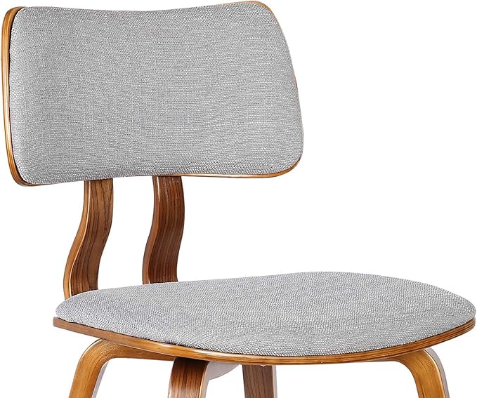 Armen Living Jaguar Mid-Century Dining Chair in Walnut Wood and Gray Fabric - Set of 2