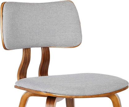 Armen Living Jaguar Mid-Century Dining Chair in Walnut Wood and Gray Fabric - Set of 2