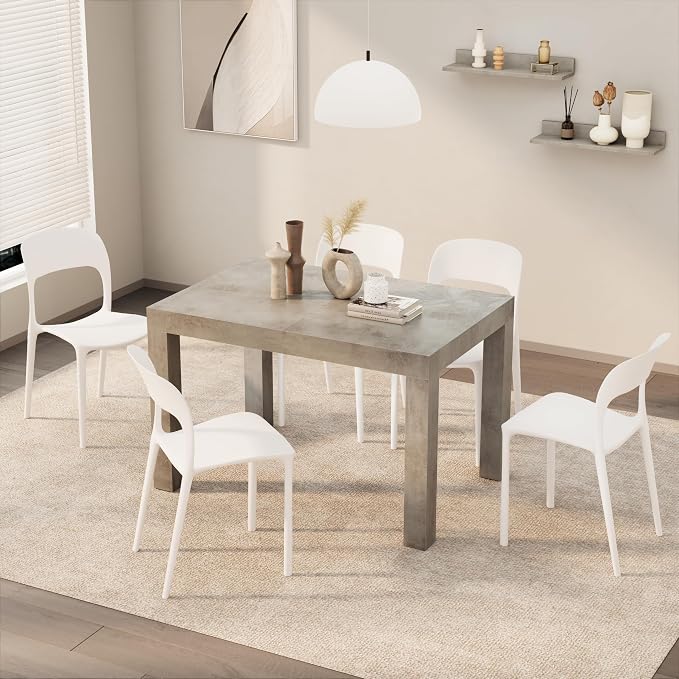 Mobili Fiver, First Extendable Table, 47.2(78.7) x31.5 in, Concrete Effect, Grey, for 6-8 People, Expandable Dining Table for Kitchen, Living Room, Italian Furniture