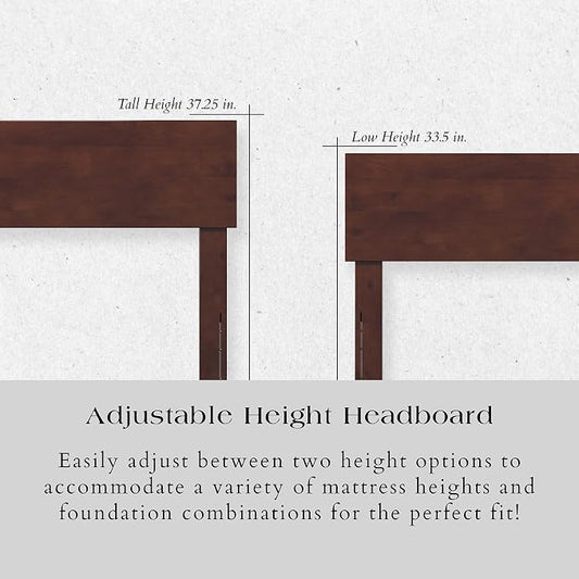 AFI, Orlando Full Adjustable Modern Solid Wood Panel Headboard, Walnut
