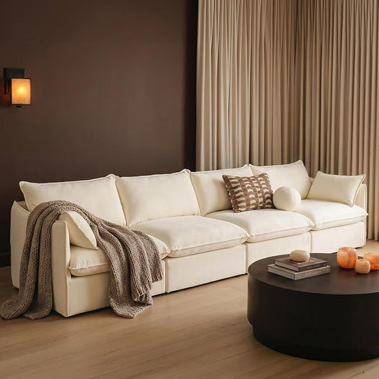 Cloud Modular Sofa, Oversized Deep Seat Comfort, Luxe Chenille | Fully Removable Washable Covers, Memory Foam Seat Cushions, Premium Fabric