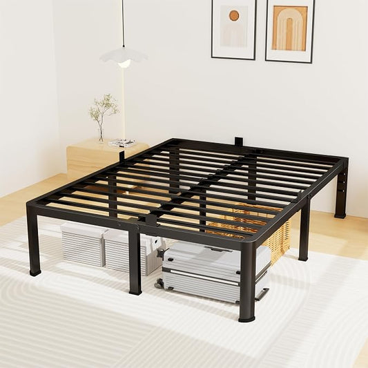 12 Inch King Bed Frame, Metal Platform Bed Frame with Round Corner Legs, 3500 lbs Heavy Duty Steel Slats Support, No Box Spring Needed, Noise Free, Easy Assembly, Black