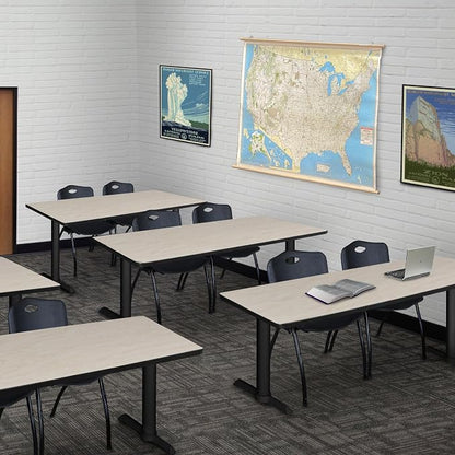 Romig Pillar 66 x 24 in. Steel T-Base Training Seminar Table- Maple
