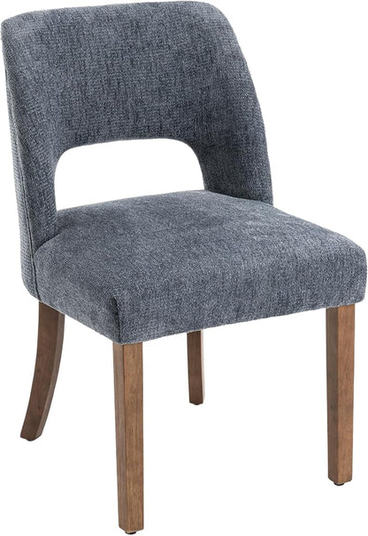 VKNOW Wooden Dining Chairs Set of 4, Modern Fabric Upholstered Dining Room Chair Kitchen Chairs, Farmhouse Dinner Chair for Kitchen Dining Room, Navy