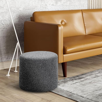Studio Living Wentworth 19" Round Ottoman, Urban Transitional, Fully Assembled, Faux Sherpa Fabric, Gray