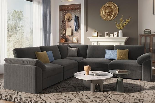EASE MOOSE Oversized Modular Sectional Sofa, Extra Large L Shape Sectional Cloud Couch,Comfty Deep Seat Wide Modular Sofa for Living Room Removable Cover,Grey