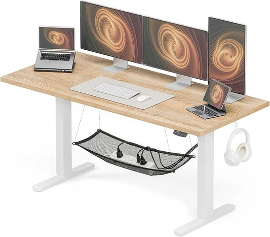 Acrolix Electric Standing Desk, Height Adjustable Home Office Desk with Memory Presets & Cable Management,Oak Sit Stand Desk for Work from Home, Ergonomic Computer Desk (63" x 24")
