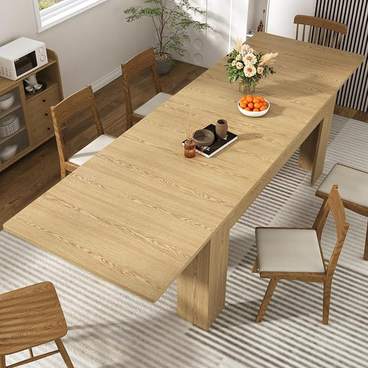 70.8"-110" Extendable Dining Table for 6-10 Person, Wooden Dining Room Table, Modern Extendable Table for Gatherings, Meeting for Small Kitchens, Dining Office Areas(Natural)
