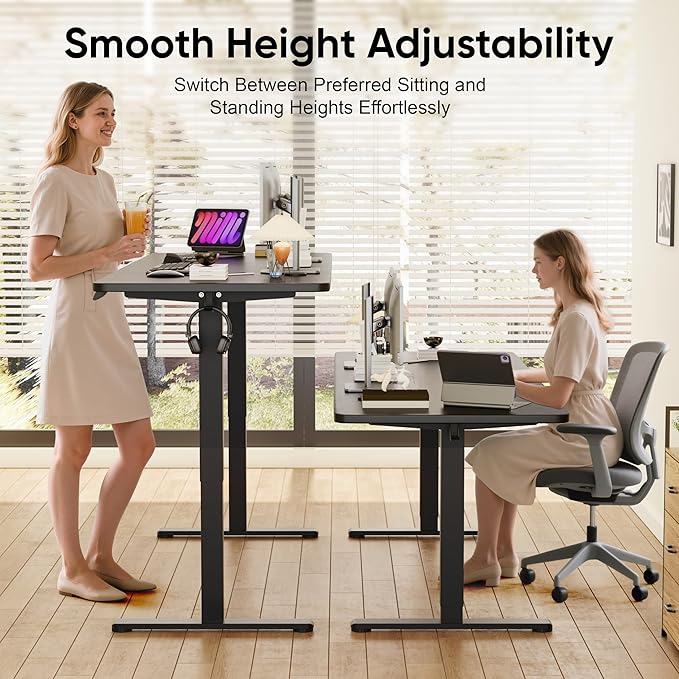 Monomi 79" Electric Standing Desk for Home Office - Large Adjustable Height Desk with 178 lbs Weight Capacity, 3 Memory Presets, Quiet Motor, Anti-Collision (Black)