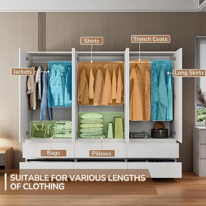 Mekminop White Armoire Wardrobe Closet with Large Capacity, 78.74" Tall Bedroom Armoire, Wooden Wardrobe Cabinet with 2 Drawers, Storage Shelves and Hanging Rod (3)