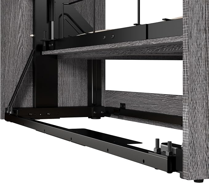 Bestar Pur Full Size Murphy Bed in Bark Grey, 59-inch Space-Saving Sleeping Arrangement for Multipurpose Area, Bedroom, Guest Room, or Living Room