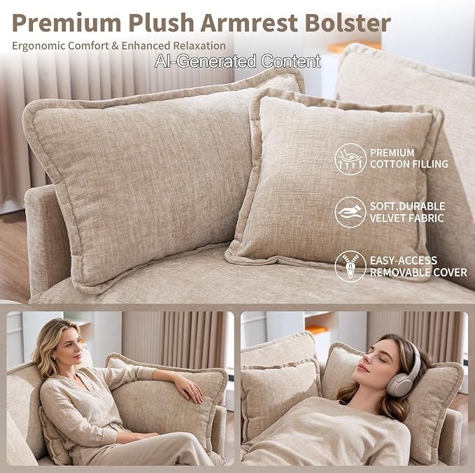 GNIXUU Cloud Couch Oversized Modular Sectional Sofa for Living Room, Modern Chenille 7 Seater Corner Sofa with Deep Seat, Large U-Shaped Couch Set for Spacious Space Apartment, Camel