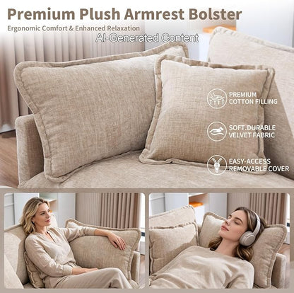 GNIXUU Cloud Couch Oversized Modular Sectional Sofa for Living Room, Modern Chenille 7 Seater Corner Sofa with Deep Seat, Large U-Shaped Couch Set for Spacious Space Apartment, Camel