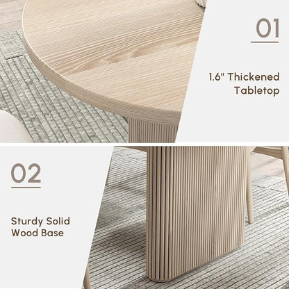 homary Extendable Oval Dining Table 63"-79", Japandi Style Kitchen Table for 4-6 People, Double Pedestal Base, Space-Saving Design for Family Gatherings, Holiday Dinners (Table Only)