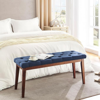 kinmars Upholstered Bench for Bedroom End of Bed,42.5-inch Entryway Bench for Living Room,Dining Bench with Padded Seat and Solid Wood Leg for Kitchen Bedroom,Indoor and Hallway
