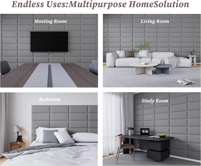 Peel and Stick Upholstered Wall Mounted Headboard Queen Size, 9 Panels Tufted Fabric Headboard,Wall Mounted Headboards, Interior Wall Panels for Bedroom, 10"x24" Dark Grey