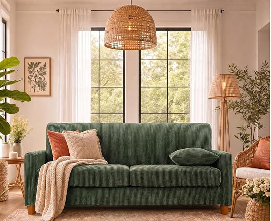 Kidirect 70in Corduroy Couch, Sofas for Living Room No Tool Assembly, Comfy Couches for Living Room 21in Deep Seats, Oversized Loveseat Sofa with 2 Pillows, 3 Seater Couch for Bedroom, Oliver Sofa
