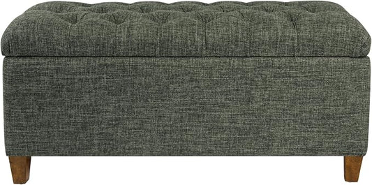 HomePop Ainsley 40" Storage Ottoman Bench - Green Clover Fabric