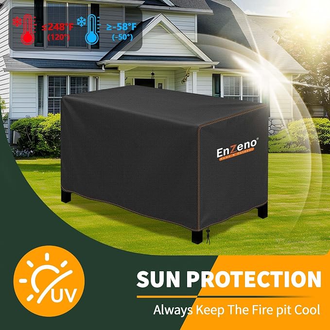 Enzeno Fire Pit Cover Rectangular,Outdoor Firepit Cover Waterproof,Oxford Cloth Patio Fire Table Cover for Outdoor Fire Pit,Fits Gas Firepit Covers(45" L x 30" W x 24" H)