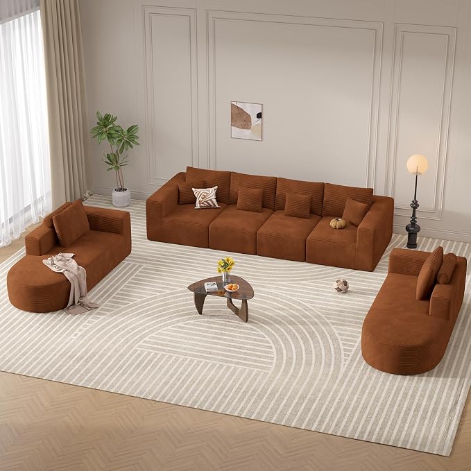 Living Room Furniture Sets,Modern U Shaped Modular Sectional Sofa,Convertible Cloud Couches for Living Room,Comfy 4 Seater with 2 Chaise Furniture Set, Boneless Couch Sofa,1 PCS