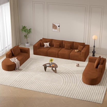 Living Room Furniture Sets,Modern U Shaped Modular Sectional Sofa,Convertible Cloud Couches for Living Room,Comfy 4 Seater with 2 Chaise Furniture Set, Boneless Couch Sofa,1 PCS