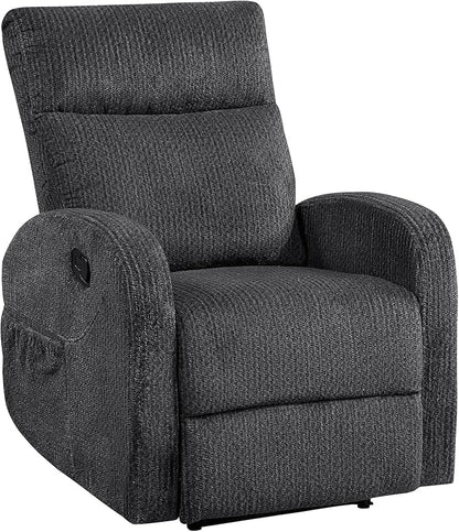 Lexicon Manual Recliner Chair, Textured Microfiber Reclining Chair, Wall Hugger, Track Arms, Magazine Pockets, Manual Recliner for Living Room/Office/Apartment, Easy Assembly, Dark Gray