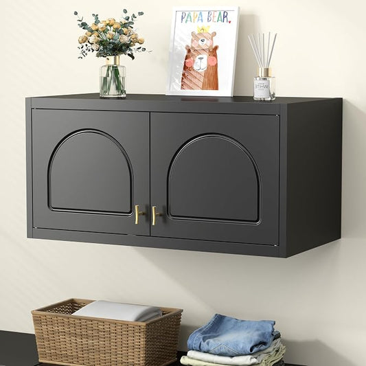 UNICOLY 15" Wall Mounted Storage Cabinet, Small Armoire Wardrobe Closet, Small Hanging Cabinet for Bedroom School, Employee, Gym, Armarios De Ropa para Dormitorio, Assembly Required, Black