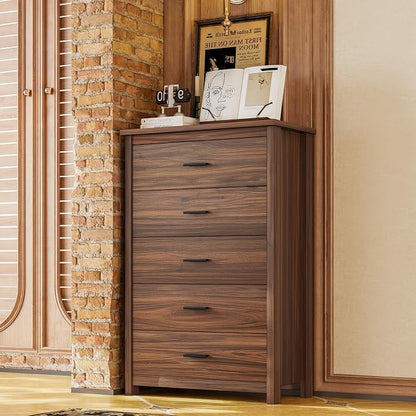 Walnut 4 Piece Bedroom Sets Queen Size, Vintage Rustic Bed Frame with Chest and 2 Nightstands, Wood Platform Beds with Storage Headboard and Charging Station