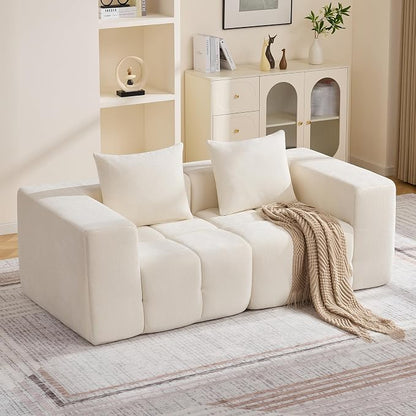 78.7" Loveseat Boneless Couch, Upholstered Cloud Love Seat with Deep Seat, Modular Sectional 2 Seater Memory Foam Sofas for Living Room Apartment Small Spaces, Oversized Tufted Sofa, Beige