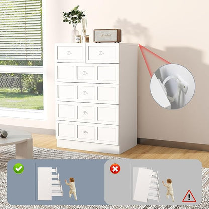 6 Drawer Dresser for Bedroom: 24" White Wide Tall Dressers for Bedroom, Modern Fluted Dresser with Deep Drawers, Wooden Chest of Drawers for Living Room