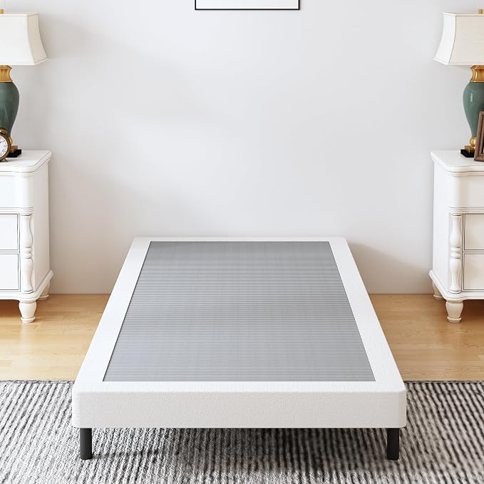 Vaciwe Box Springs Twin 4 Inch, 1500lbs Heavy Duty Metal Frame Mattress Foundation, Non-Slip/No Noise/Easy Assembly/Easy Clean Cover