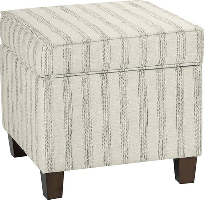 HomePop 18" Classic Square Storage Ottoman - Gray & Cream Stripe