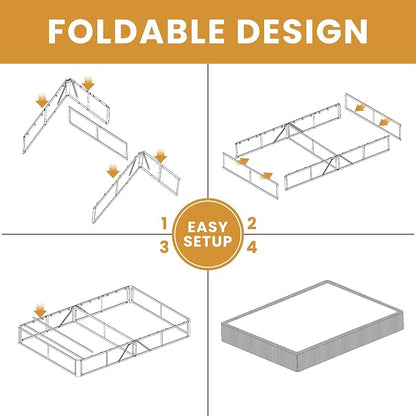 MAF 5 Inch Twin Box Spring, Low Profile Box Spring Twin Size 3500 lbs Black Heavy Duty Metal Mattress Foundation with BoxSpring Cover, No Squeaky, Easy Assembly