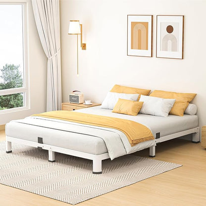 Superay 10 Inch Full Size Metal Platform Bed Frame with Round Corners, Storage Space Under High Bed Frame-Heavy Duty Steel Slats Support, Noise Free - Easy Assembly - No Box Spring Needed, White