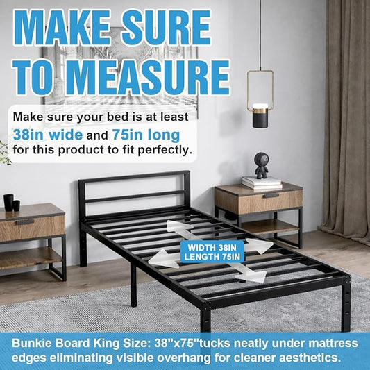 Bunkie Board Twin Size (38x75''), 10mm Bed Boards for Under Mattress, Breathable, Noise Minimizing, Moisture Resistant Bunkieboards, Heavy Duty Bed Support Board for Platform & Slatted Frames
