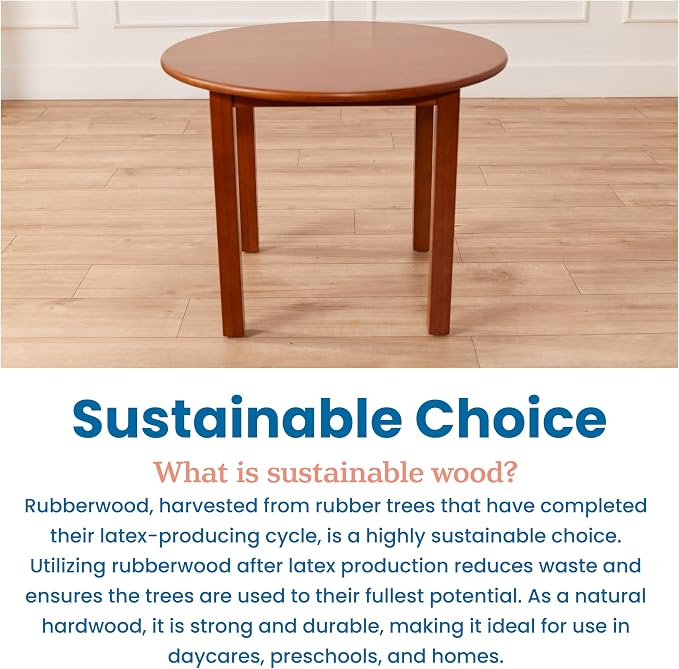 ECR4Kids 30in x 30in Round Hardwood Table with 22in Legs, Childrens Furniture, Grey Wash