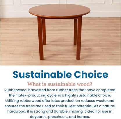 ECR4Kids 30in x 30in Round Hardwood Table with 22in Legs, Childrens Furniture, Grey Wash