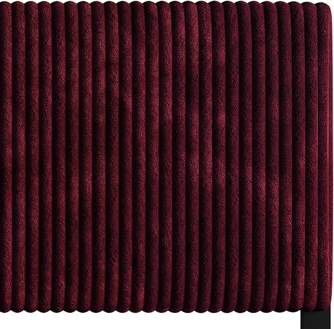 Twin Corduroy Velvet Upholstered Adjustable Headboard, Red