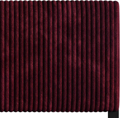 Twin Corduroy Velvet Upholstered Adjustable Headboard, Red