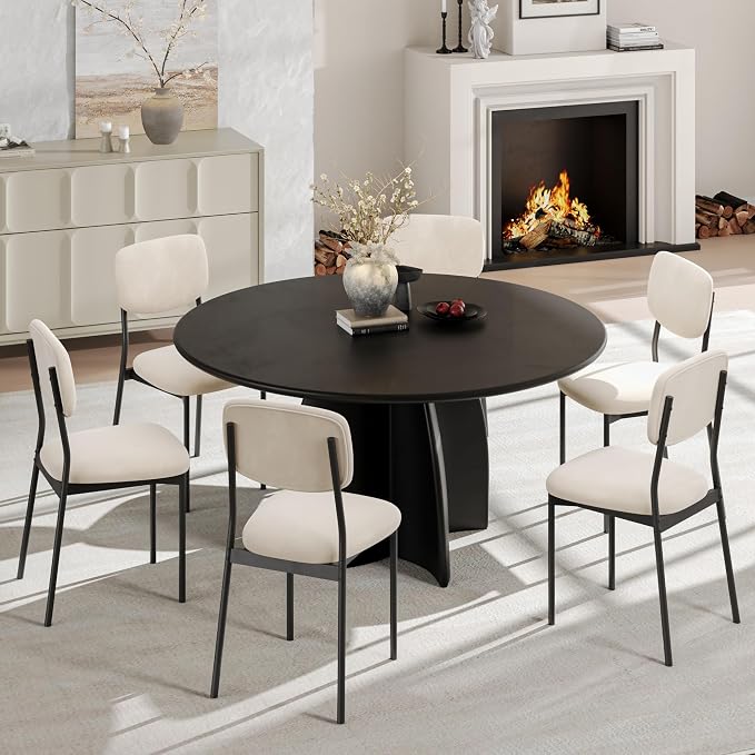 Einhomn Upholstered Dining Chairs Set, Modern Stackable Dining Room Chairs with Soft Velvet Backrest, Kitchen Chairs with Sturdy Metal Legs for Living Room, Restaurant, Set of 2,Cream Beige