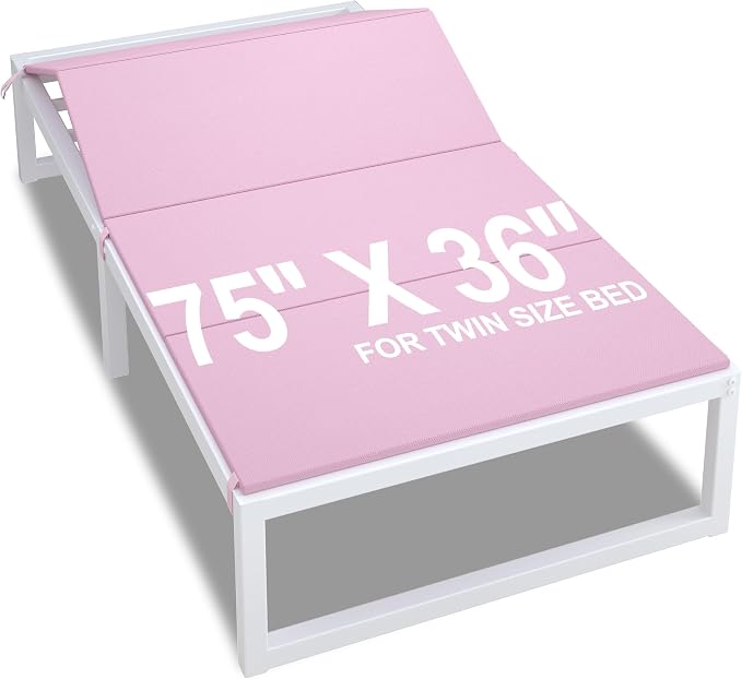 Lutown-Teen Bunkie Board Twin Under Mattress High-Density Polymer Twin Size Bunkie Board Anti-Sag, Breathable, Moisture Resistant, Noise Minimizing, Pink